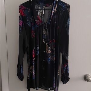FREE PEOPLE Floral Long Sleeve Blouse